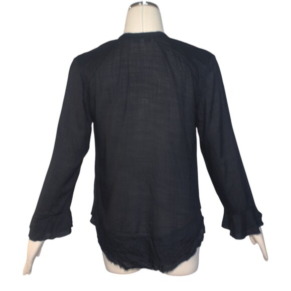 IRO Finley Lace up Front Poet Ruffle Boho Black Blouse 34 XS - Picture 5 of 10